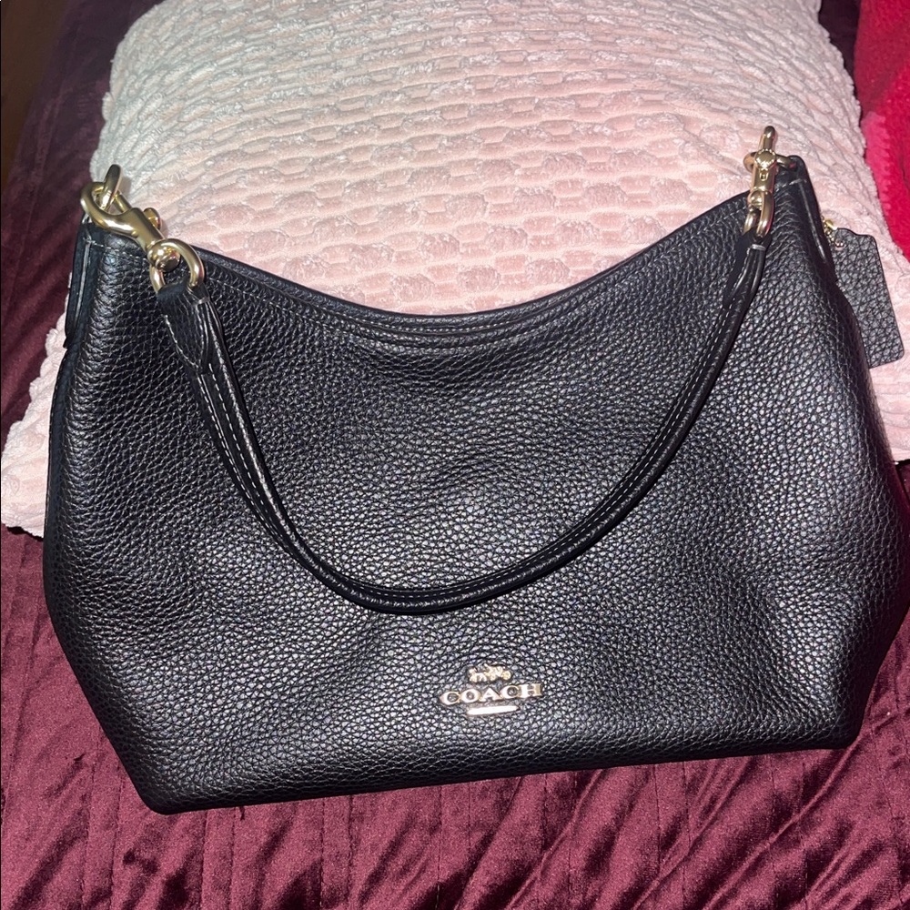 Coach Black Pebbled Leather Shoulder Bag Laurel